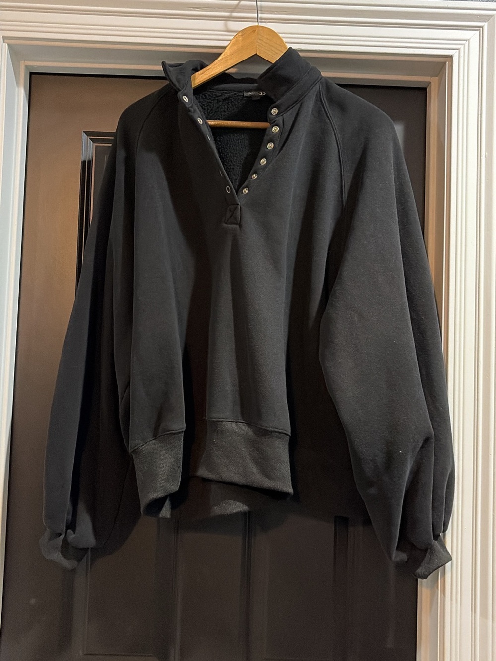 Papermoon Black Zip-Up Snap Pullover Sweater